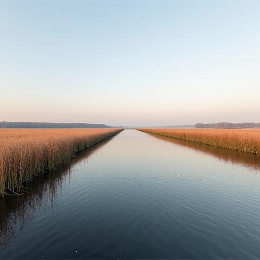 Schilflandschaft am Neusiedler See im Burgenland